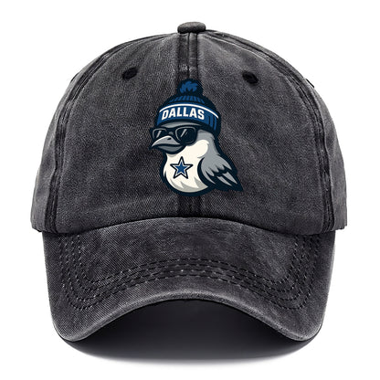 Dallas Mockingbird wearing Cowboys beanie with sheriff star and wayfarer sunglasses - Classic Cap - Graphite