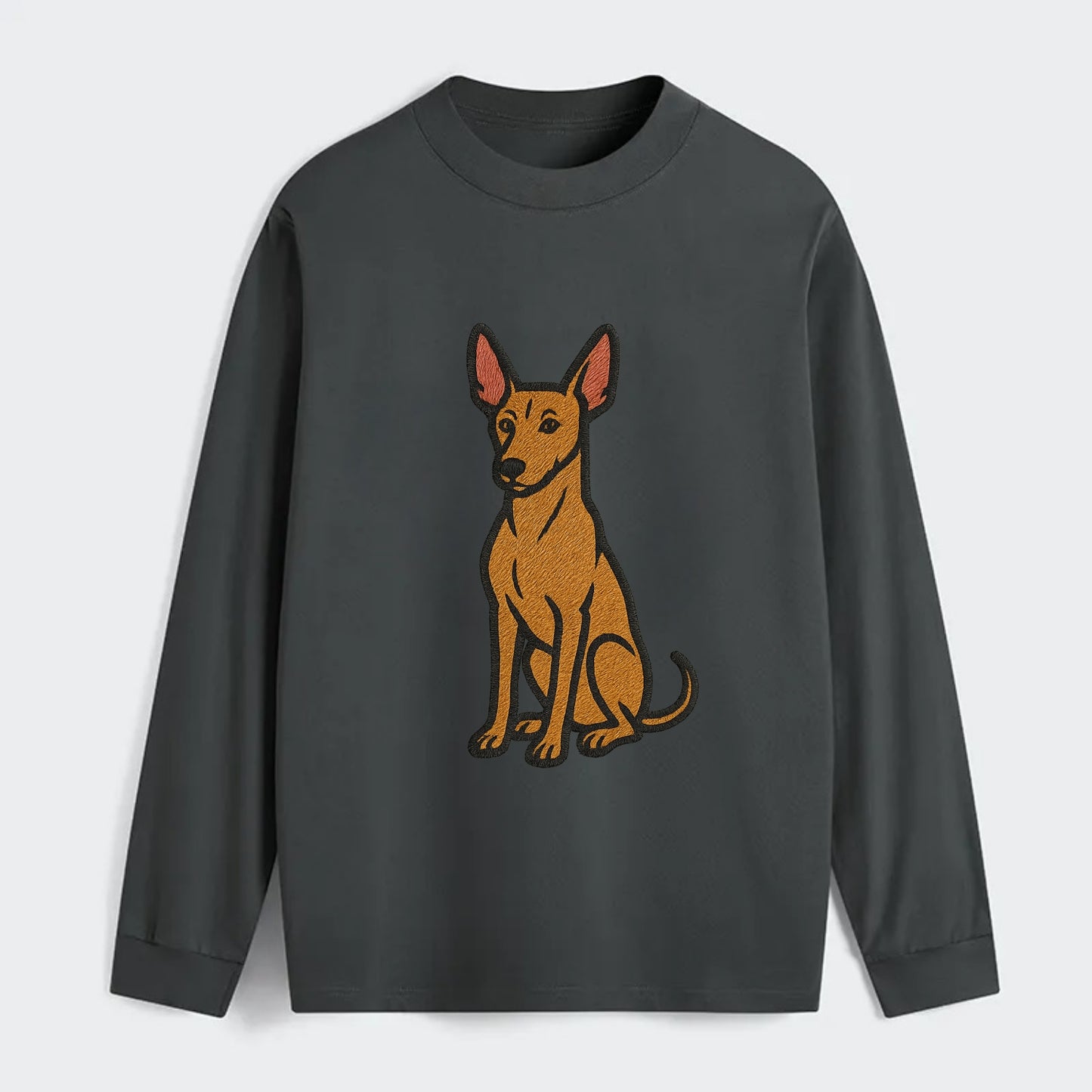 Pharaoh Hound - Tan colored embroidered pose - Classic Long Sleeve Shirt - Gray