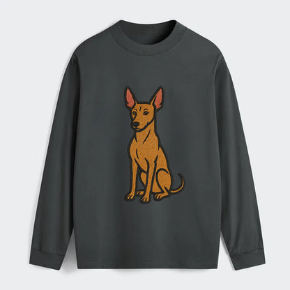 Pharaoh Hound - Tan colored embroidered pose - Classic Long Sleeve Shirt - Gray