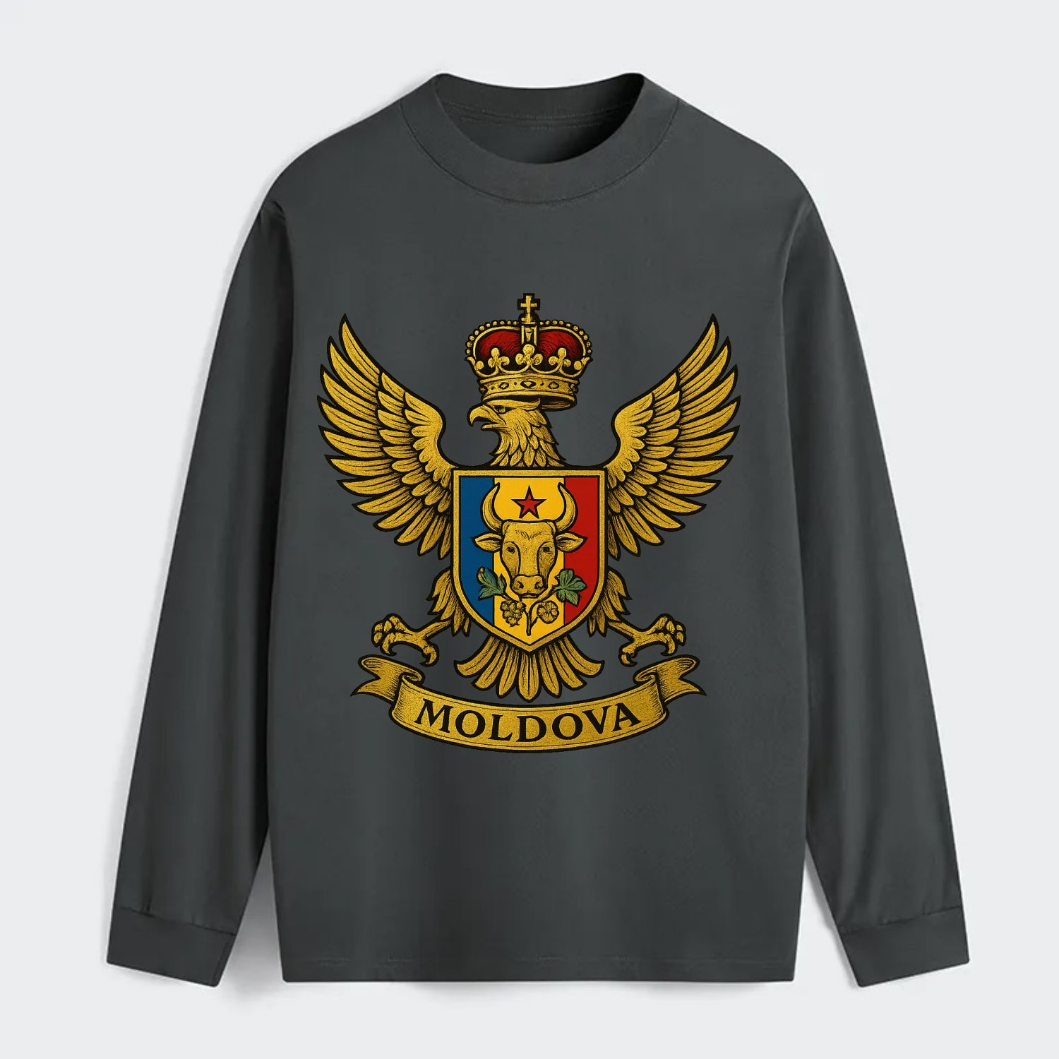 Moldova Heritage Badge - Classic Long Sleeve Shirt - Gray