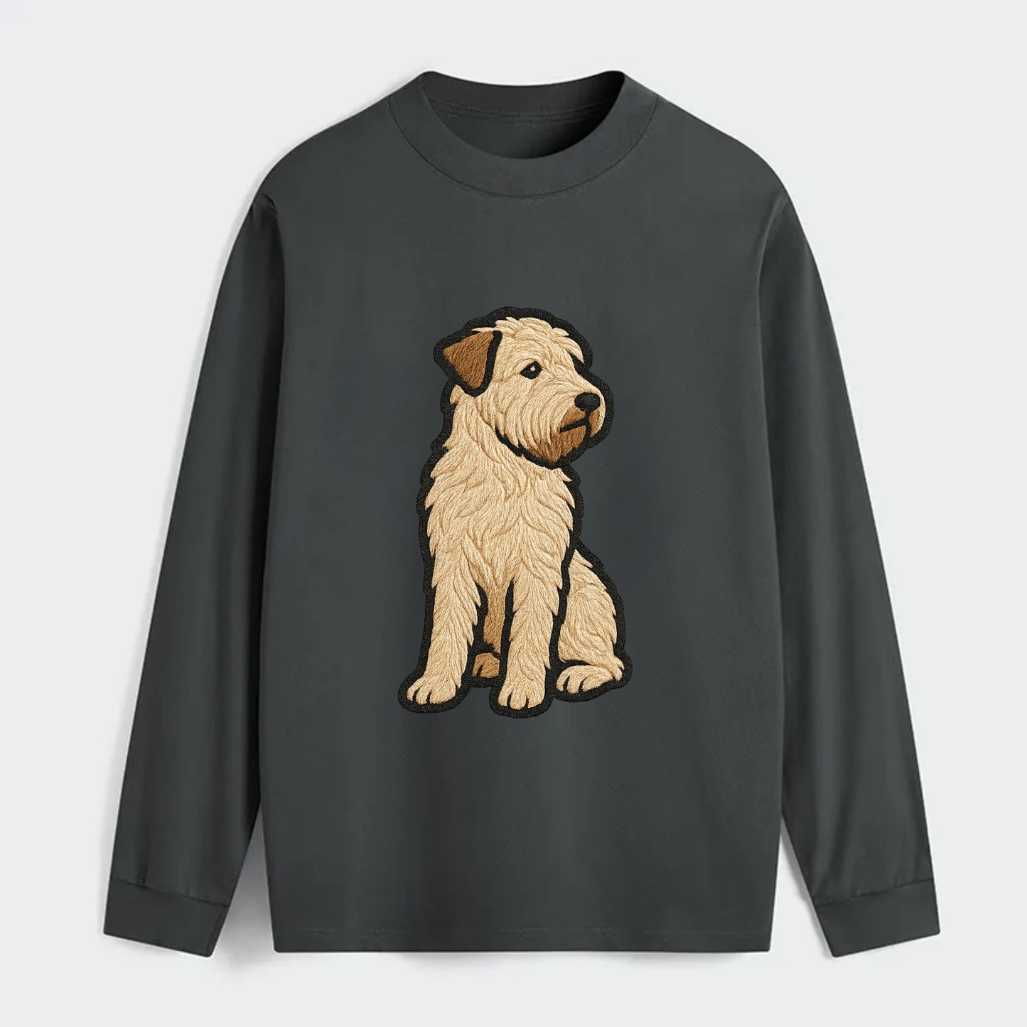 Soft Coated Wheaten Terrier - Light tan flowing coat embroidered pose - Classic Long Sleeve Shirt - Gray