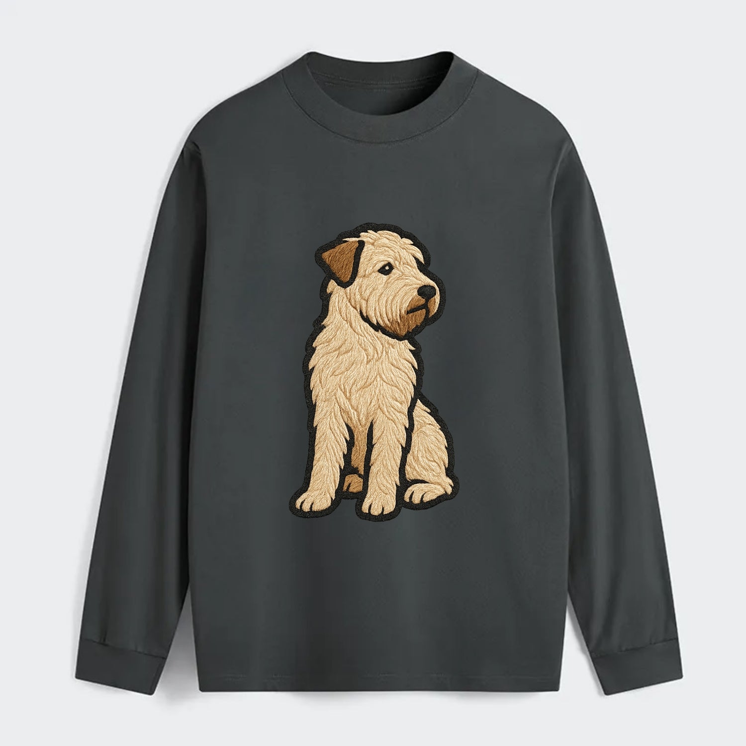 Soft Coated Wheaten Terrier - Light tan flowing coat embroidered pose - Classic Long Sleeve Shirt - Gray