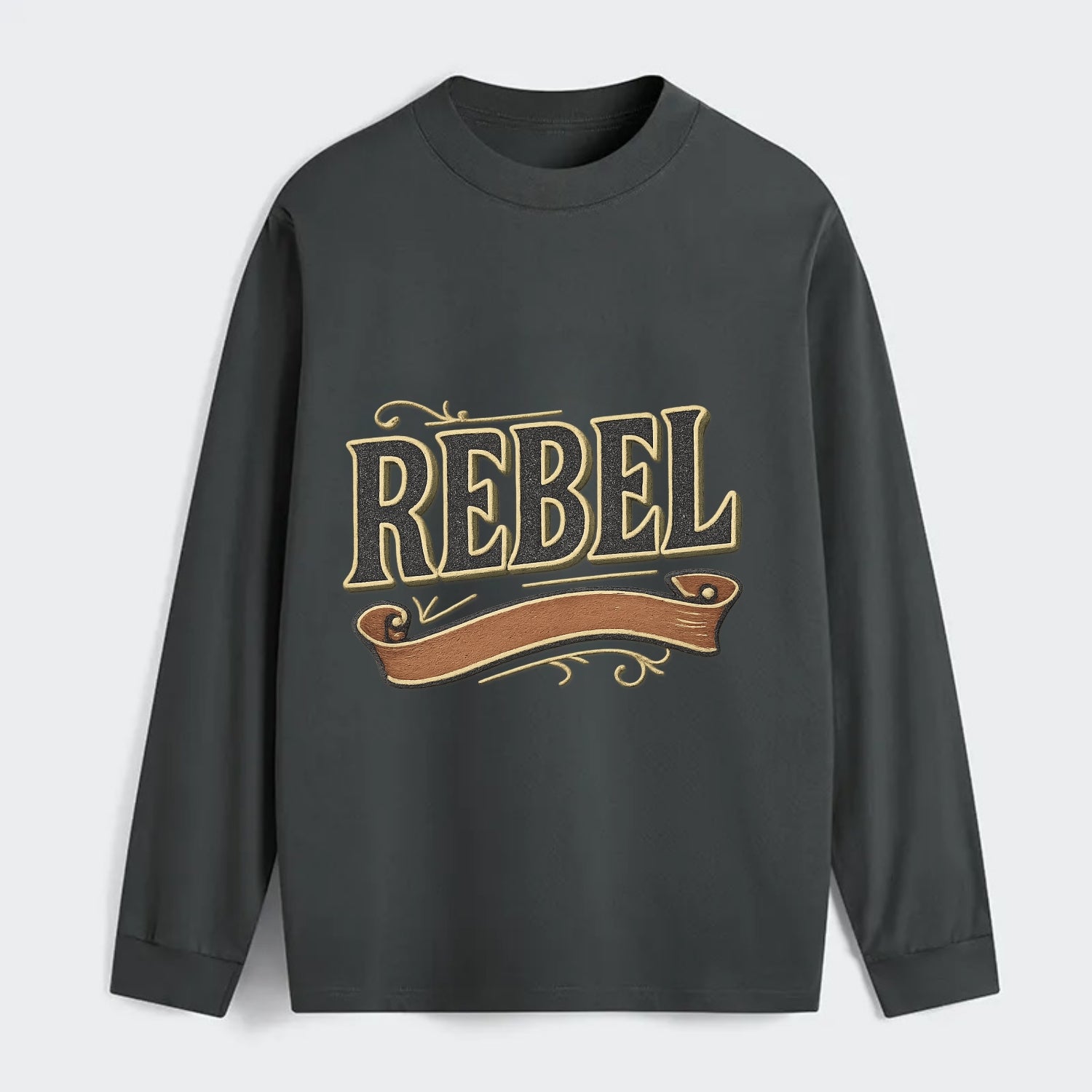 Bold typography design - "REBEL" - nonconformist, rule breaker, - Classic Long Sleeve Shirt - Gray
