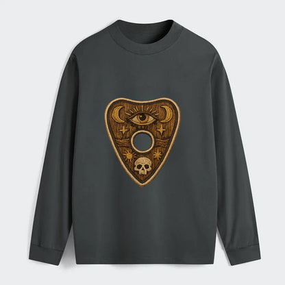 OUIJA PLANCHETTE - spirit board pointer in wood and gold , seance - Classic Long Sleeve Shirt - Gray