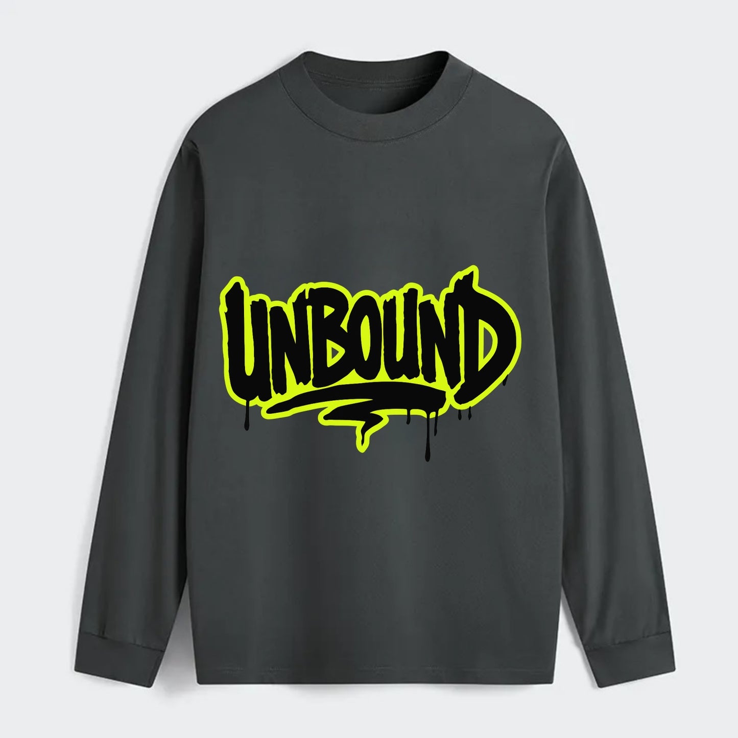 Bold typography design - "UNBOUND" - without limits, free from - Classic Long Sleeve Shirt - Gray