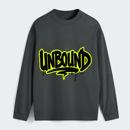 Bold typography design - "UNBOUND" - without limits, free from - Classic Long Sleeve Shirt - Gray
