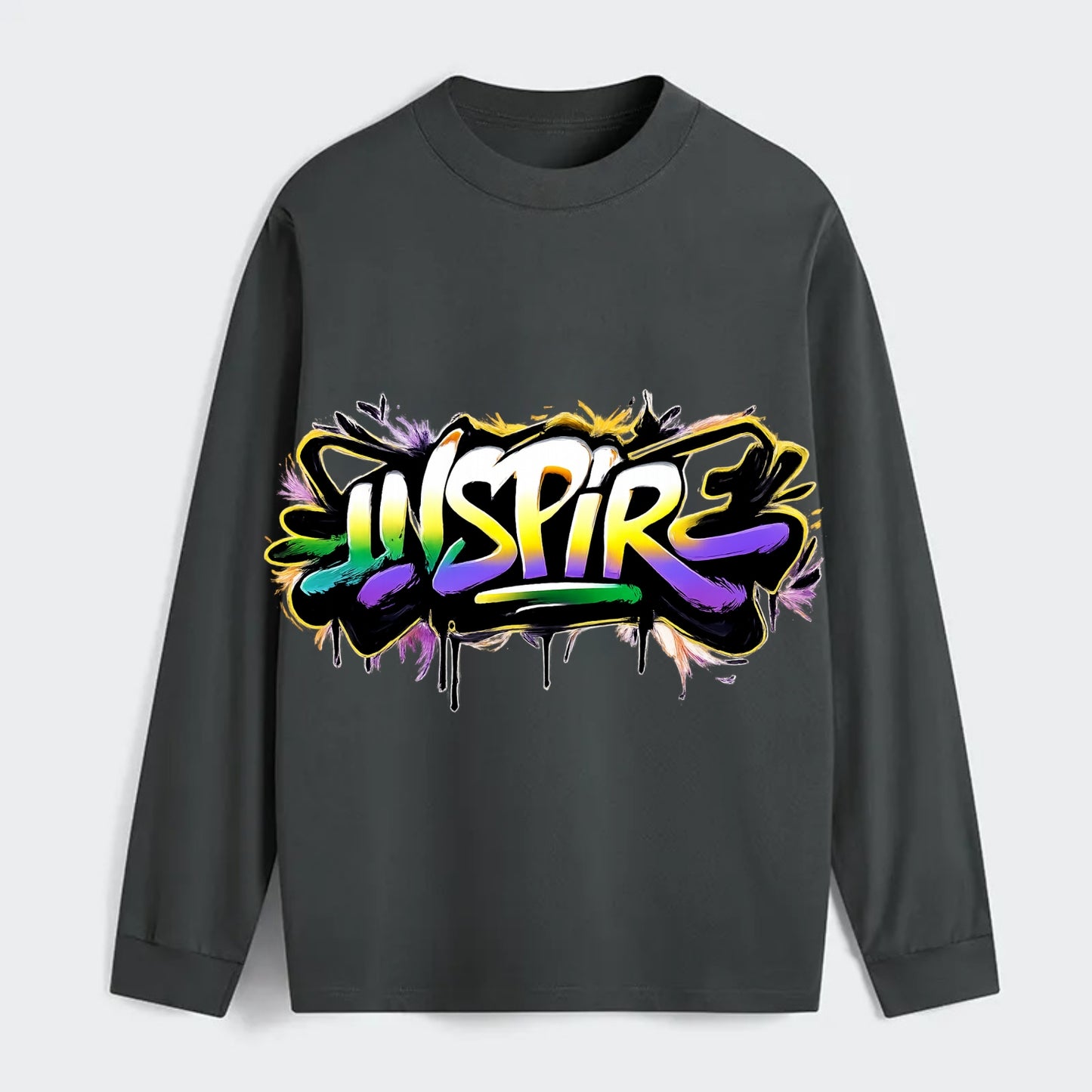 Bold typography design - "INSPIRE" - motivating others, being the spark - Classic Long Sleeve Shirt - Gray