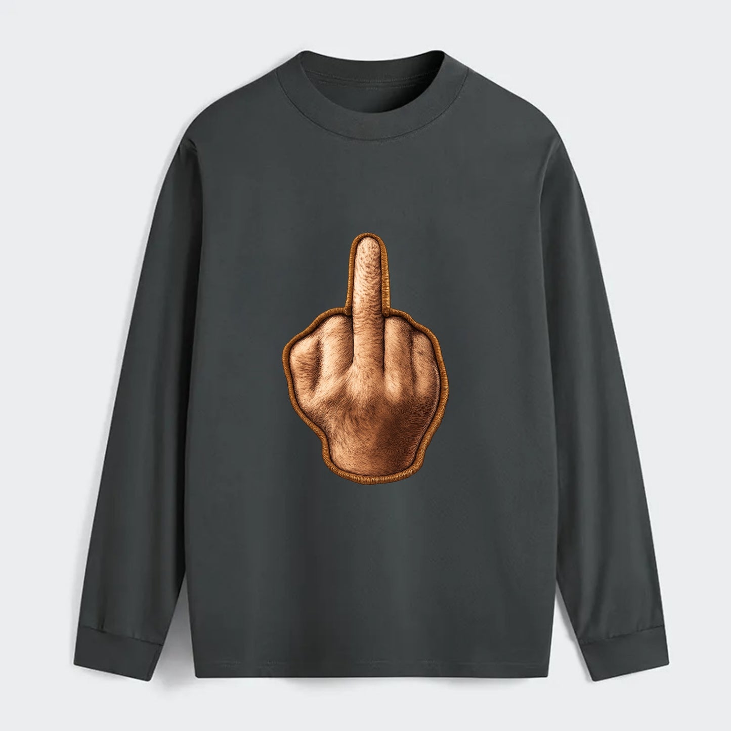 MIDDLE FINGER - hand gesture in skin tone , attitude - Classic Long Sleeve Shirt - Gray