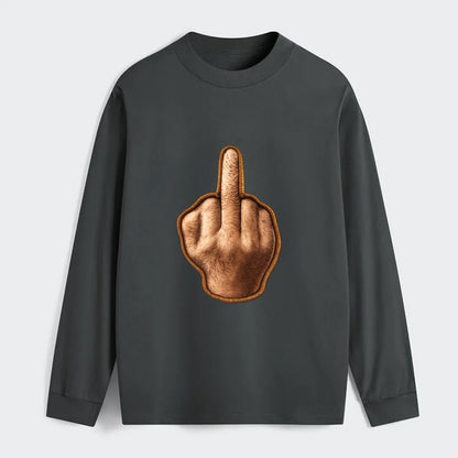 MIDDLE FINGER - hand gesture in skin tone , attitude - Classic Long Sleeve Shirt - Gray