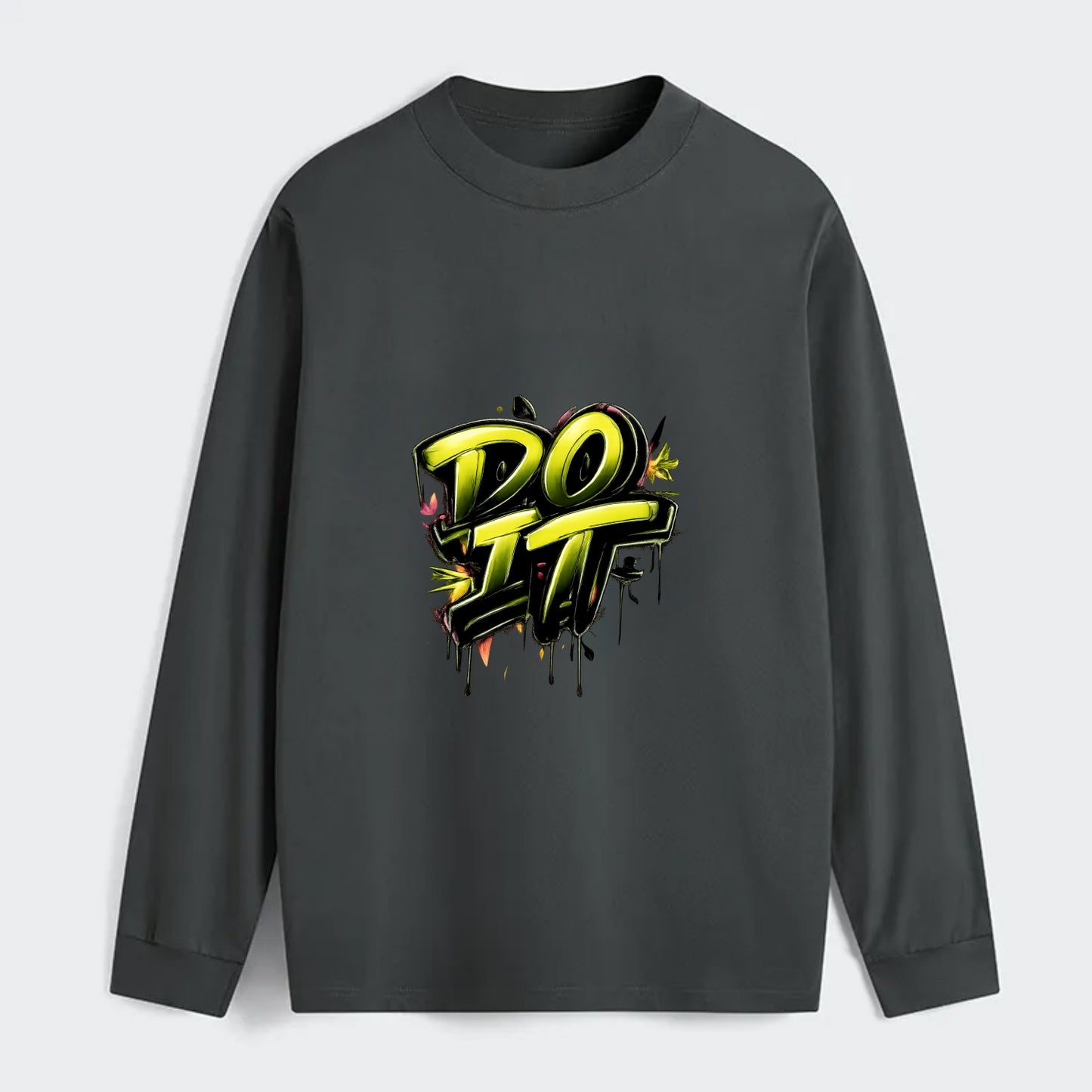 Bold typography design - "DO IT" - just do it, stop waiting - Classic Long Sleeve Shirt - Gray