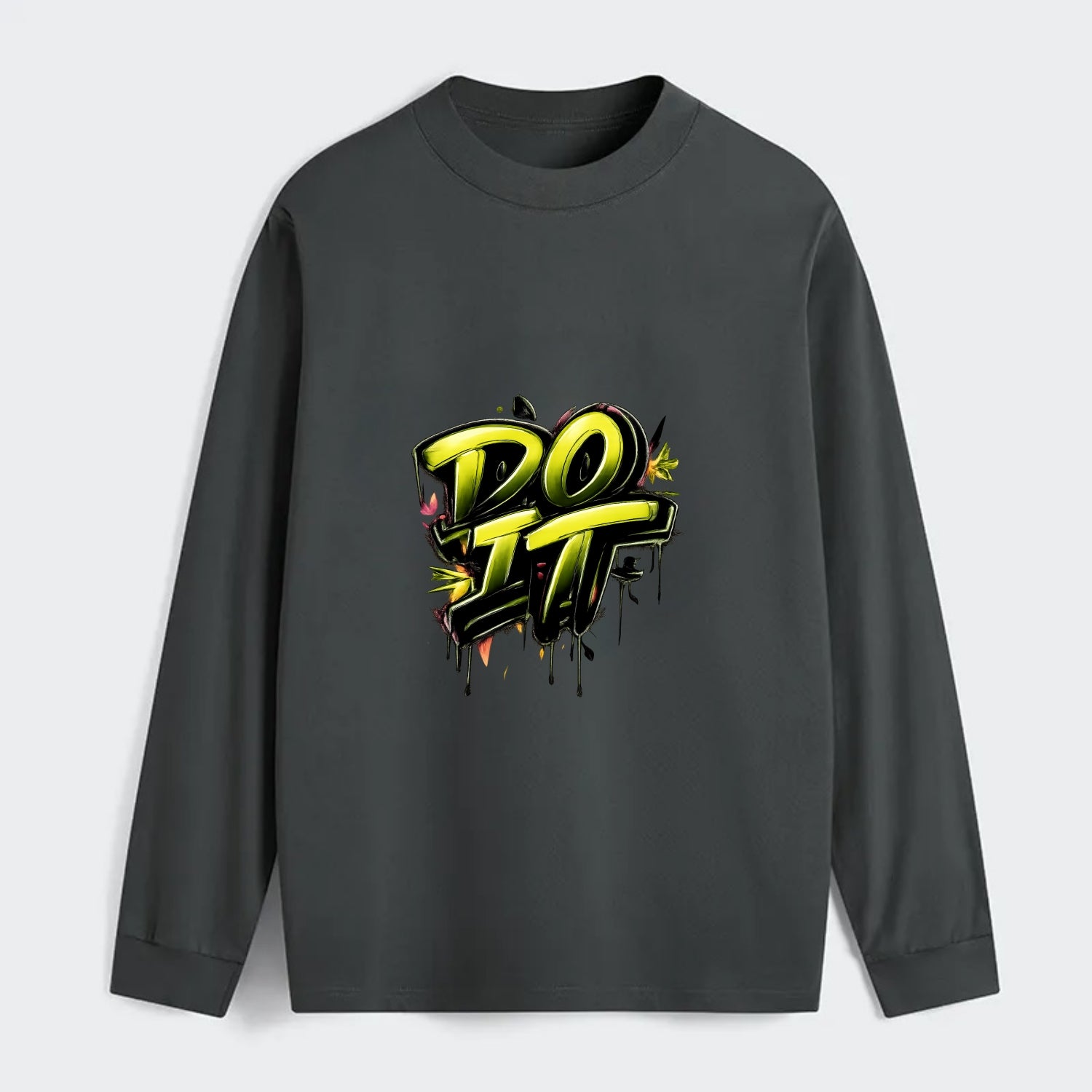 Bold typography design - "DO IT" - just do it, stop waiting - Classic Long Sleeve Shirt - Gray