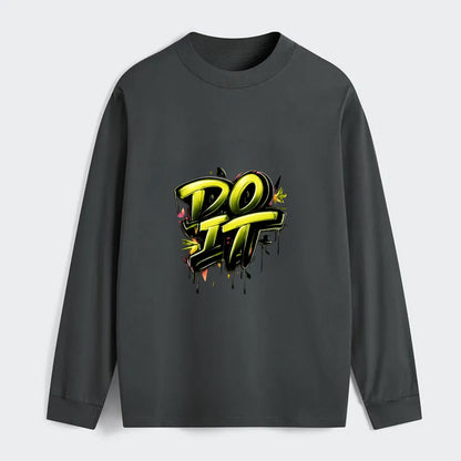 Bold typography design - "DO IT" - just do it, stop waiting - Classic Long Sleeve Shirt - Gray