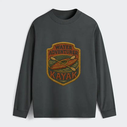 Kayak with paddle - water adventurer - Classic Long Sleeve Shirt - Gray