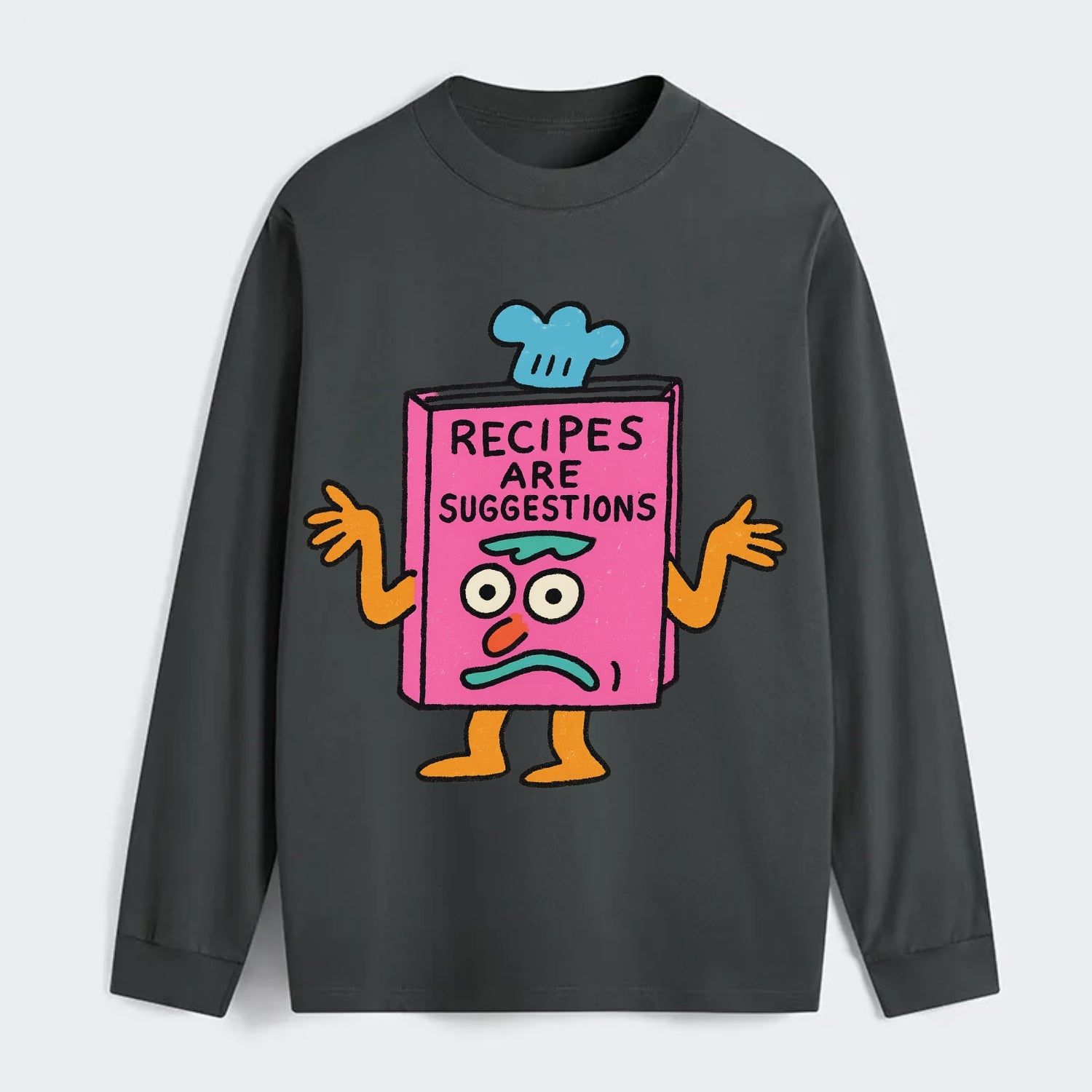 RECIPES ARE SUGGESTIONS | Cookbook shrugging - Classic Long Sleeve Shirt - Gray