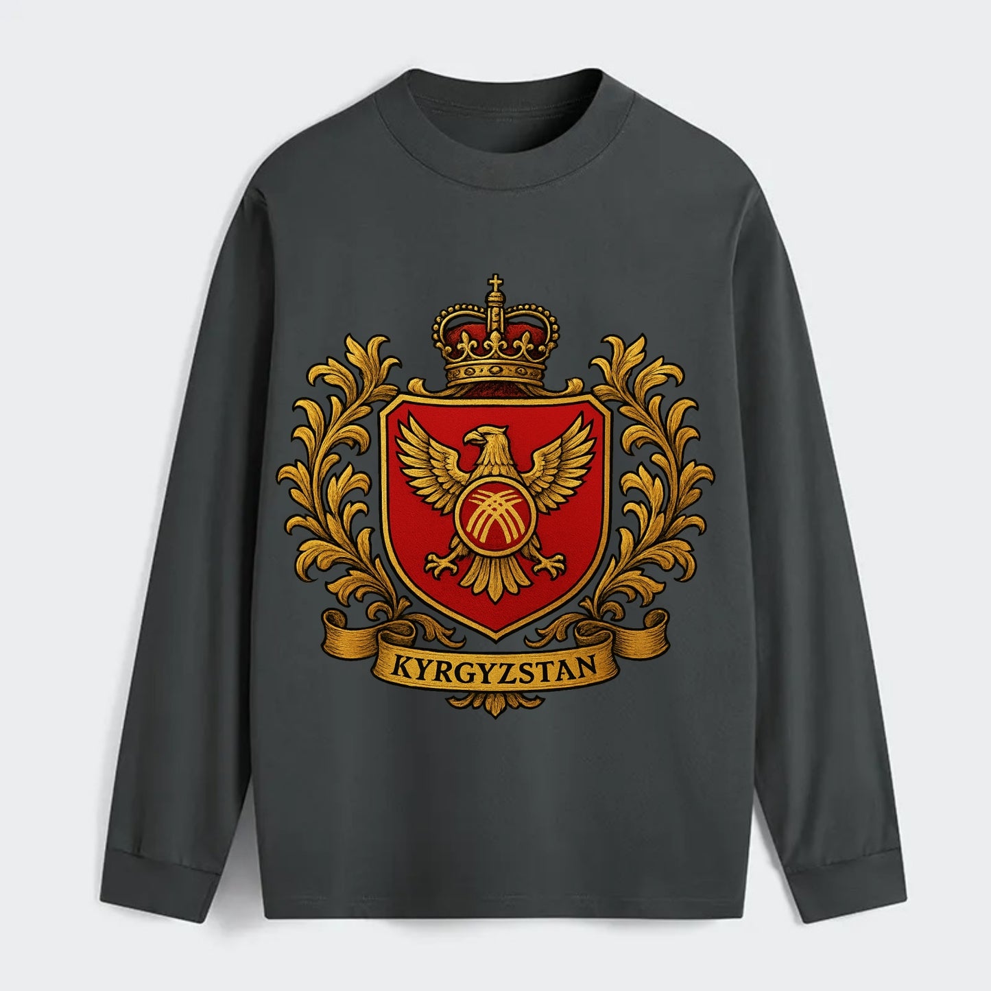Kyrgyzstan Heritage Badge - Classic Long Sleeve Shirt - Gray