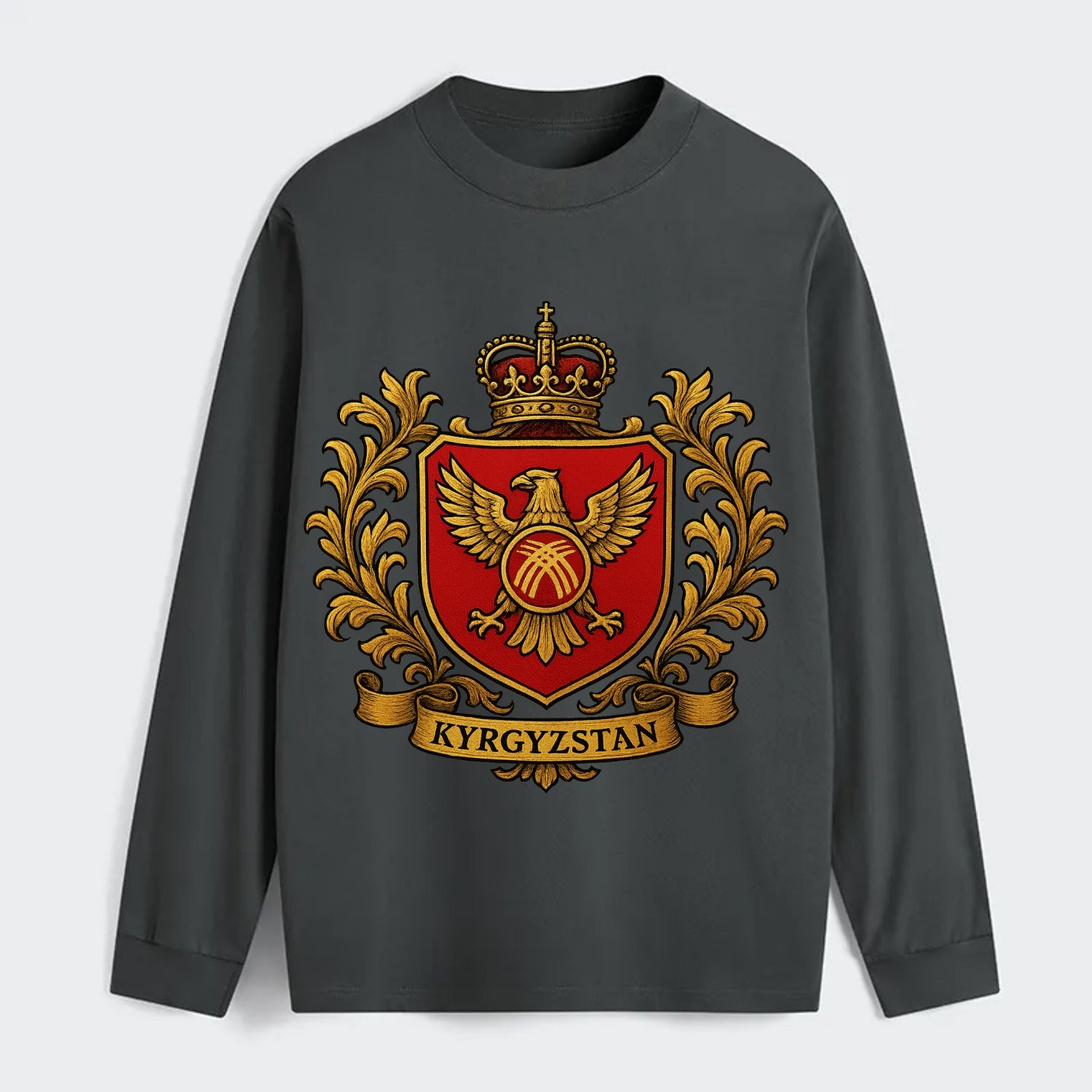 Kyrgyzstan Heritage Badge - Classic Long Sleeve Shirt - Gray
