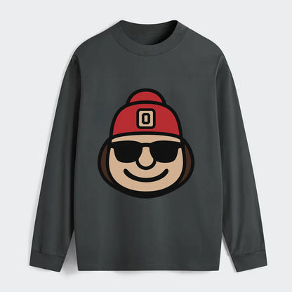Columbus Brutus wearing Ohio State beanie with Block O patch - Classic Long Sleeve Shirt - Gray