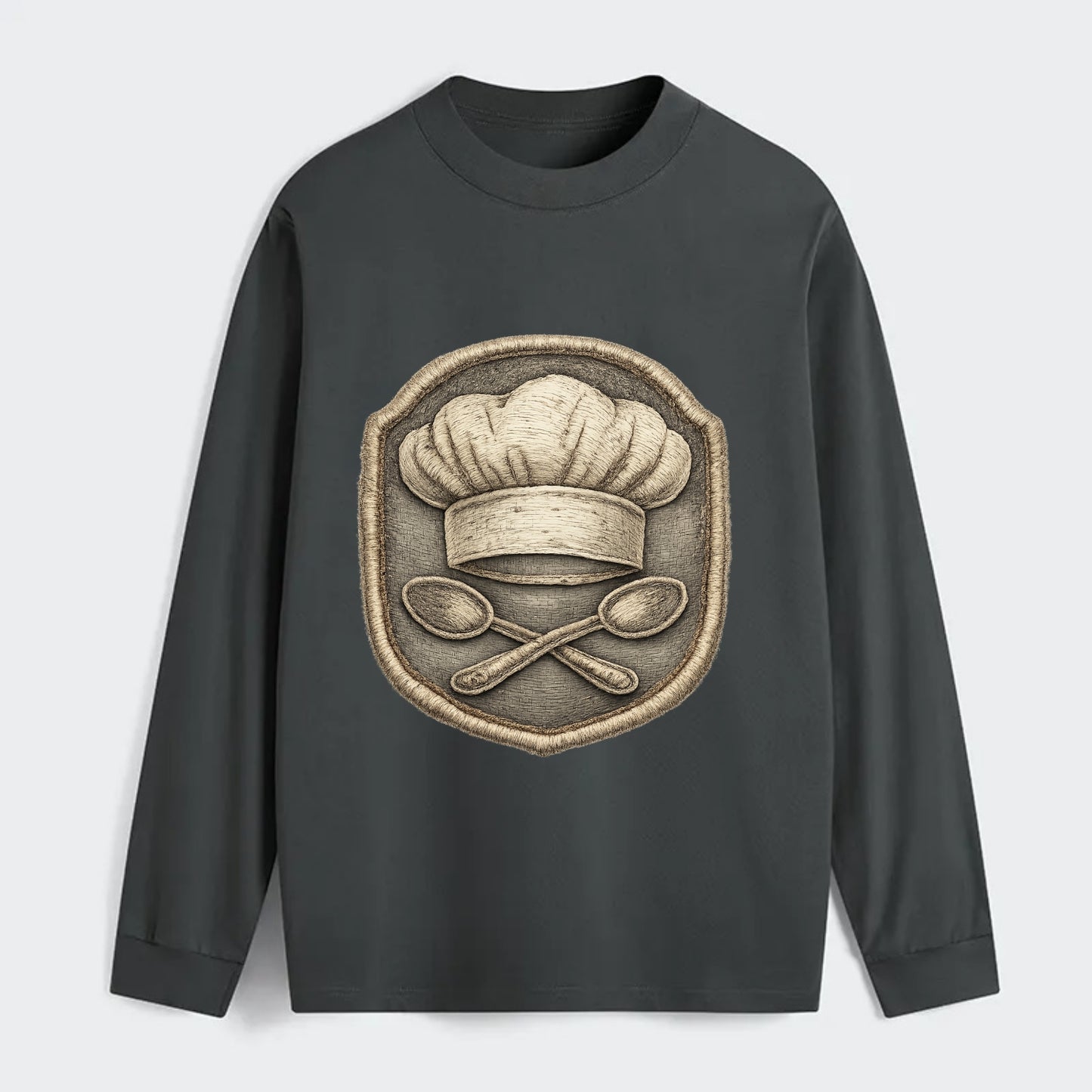 COOKING CHEF HAT - toque blanche with crossed spoons in white and - Classic Long Sleeve Shirt - Gray