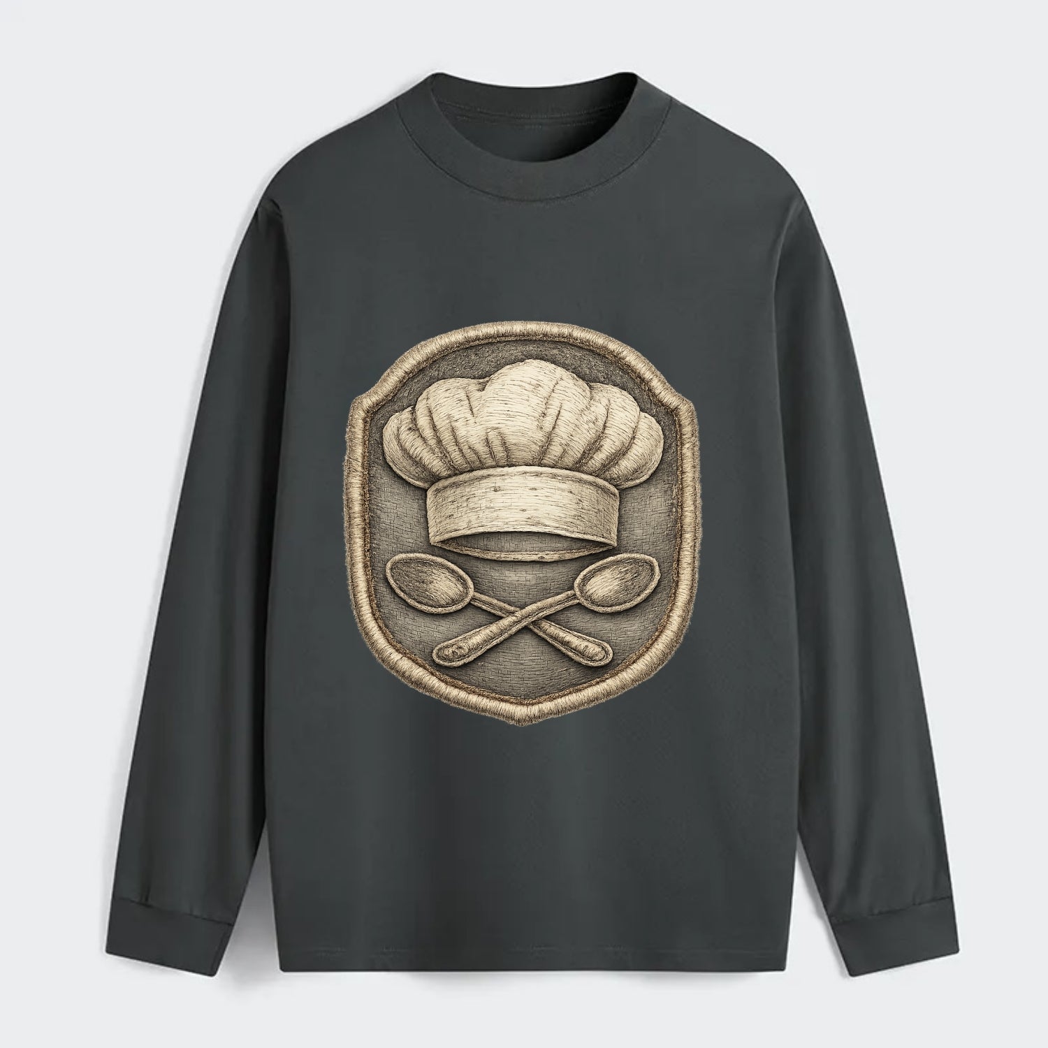 COOKING CHEF HAT - toque blanche with crossed spoons in white and - Classic Long Sleeve Shirt - Gray