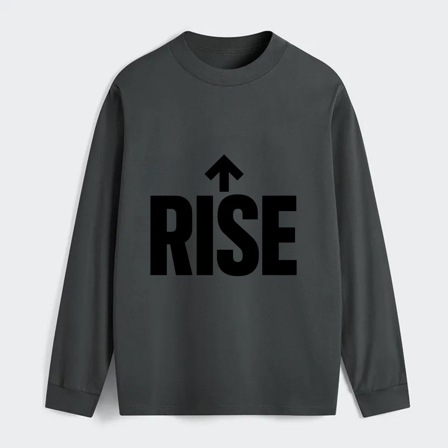 Bold typography design - "RISE" - getting up, ascending, elevating - Classic Long Sleeve Shirt - Gray
