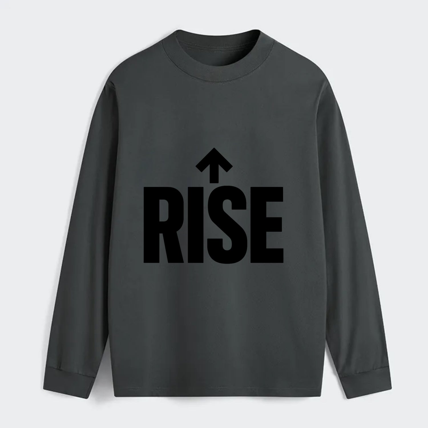 Bold typography design - "RISE" - getting up, ascending, elevating - Classic Long Sleeve Shirt - Gray