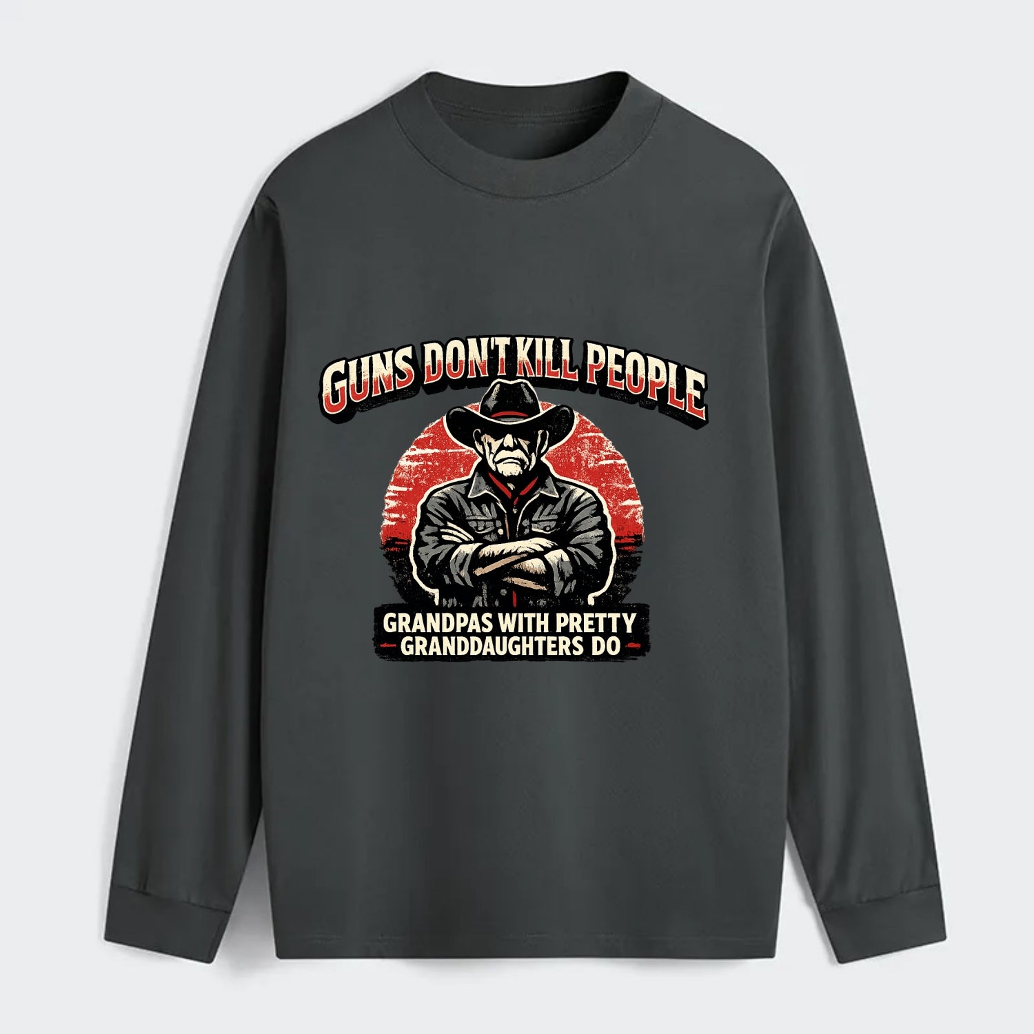 Grandpas Pretty Granddaughters - Cowboy - Classic Long Sleeve Shirt - Gray