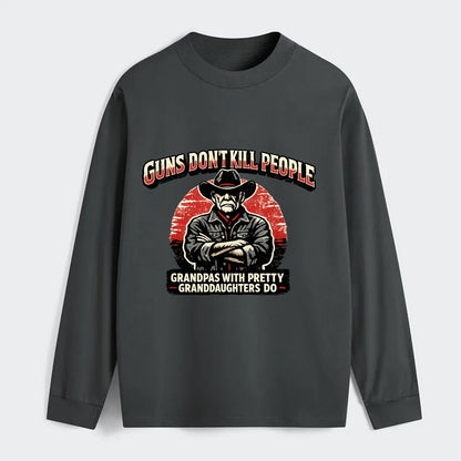 Grandpas Pretty Granddaughters - Cowboy - Classic Long Sleeve Shirt - Gray