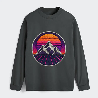 Retrowave Mountains - Classic Long Sleeve Shirt - Gray