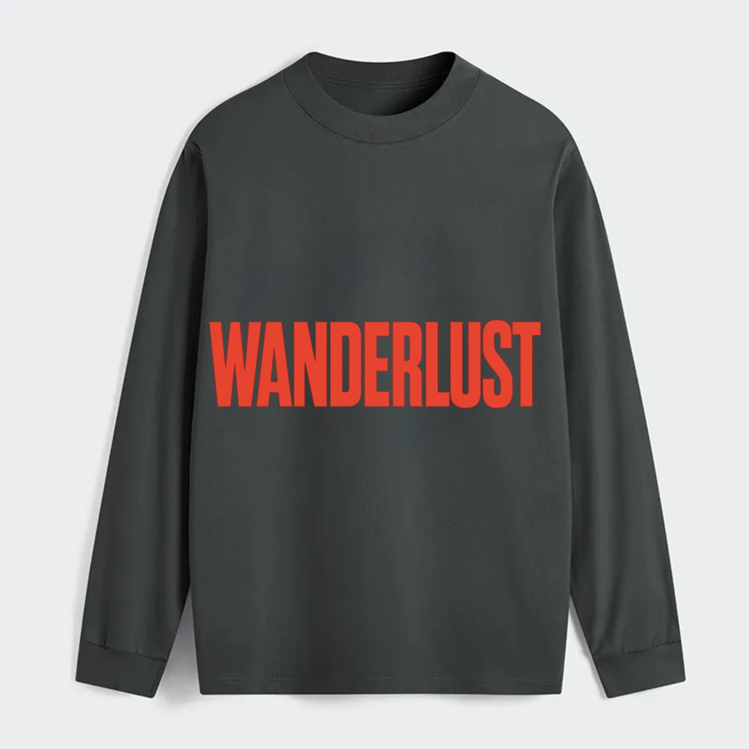 Bold typography design - "WANDERLUST" - desire to travel, explore the - Classic Long Sleeve Shirt - Gray