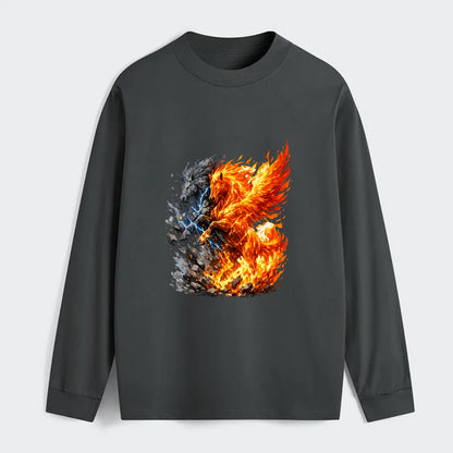 THUNDER FIRE | Horse combining lightning and flame | Electric fire | - Classic Long Sleeve Shirt - Gray