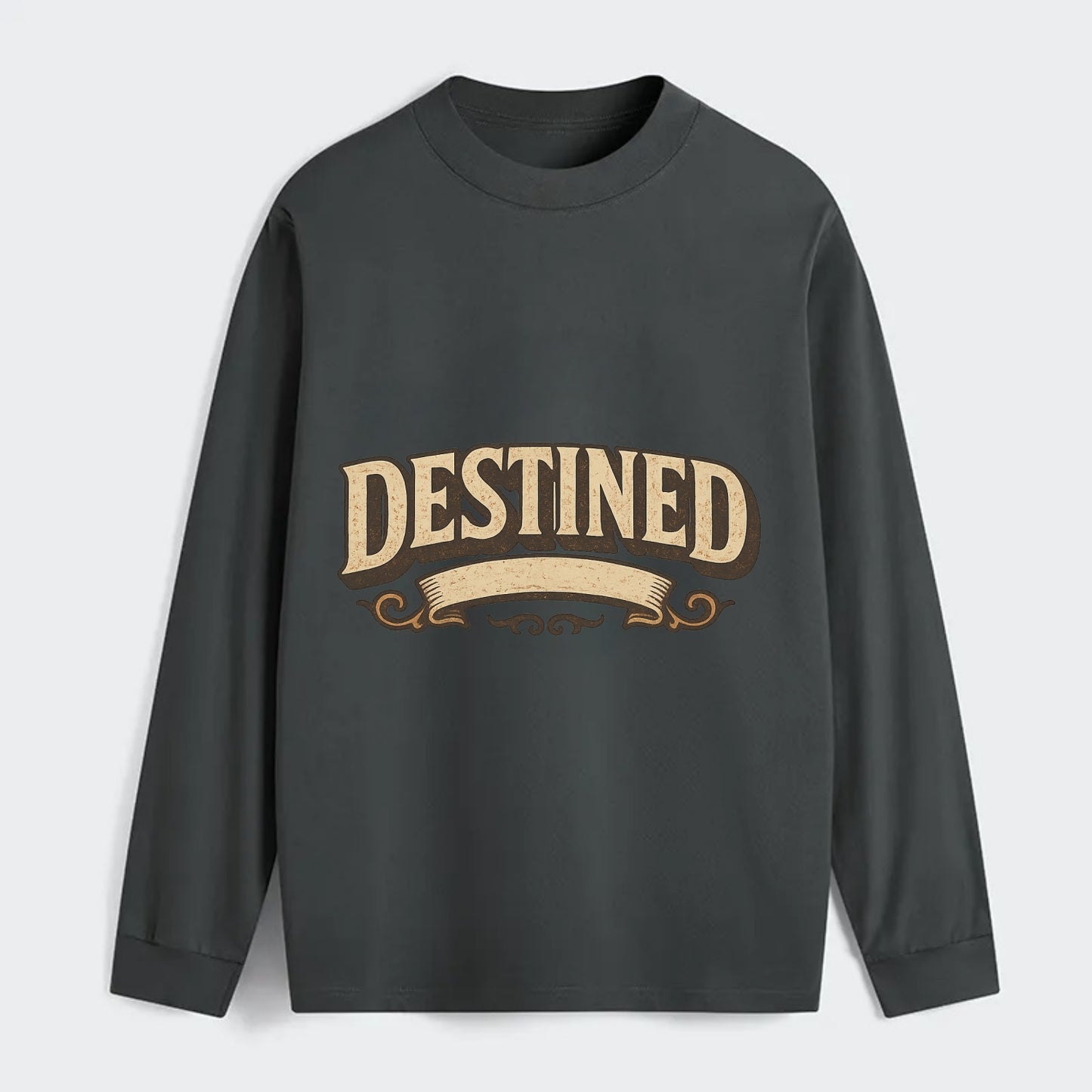 Bold typography design - "DESTINED" - fated for greatness - Classic Long Sleeve Shirt - Gray