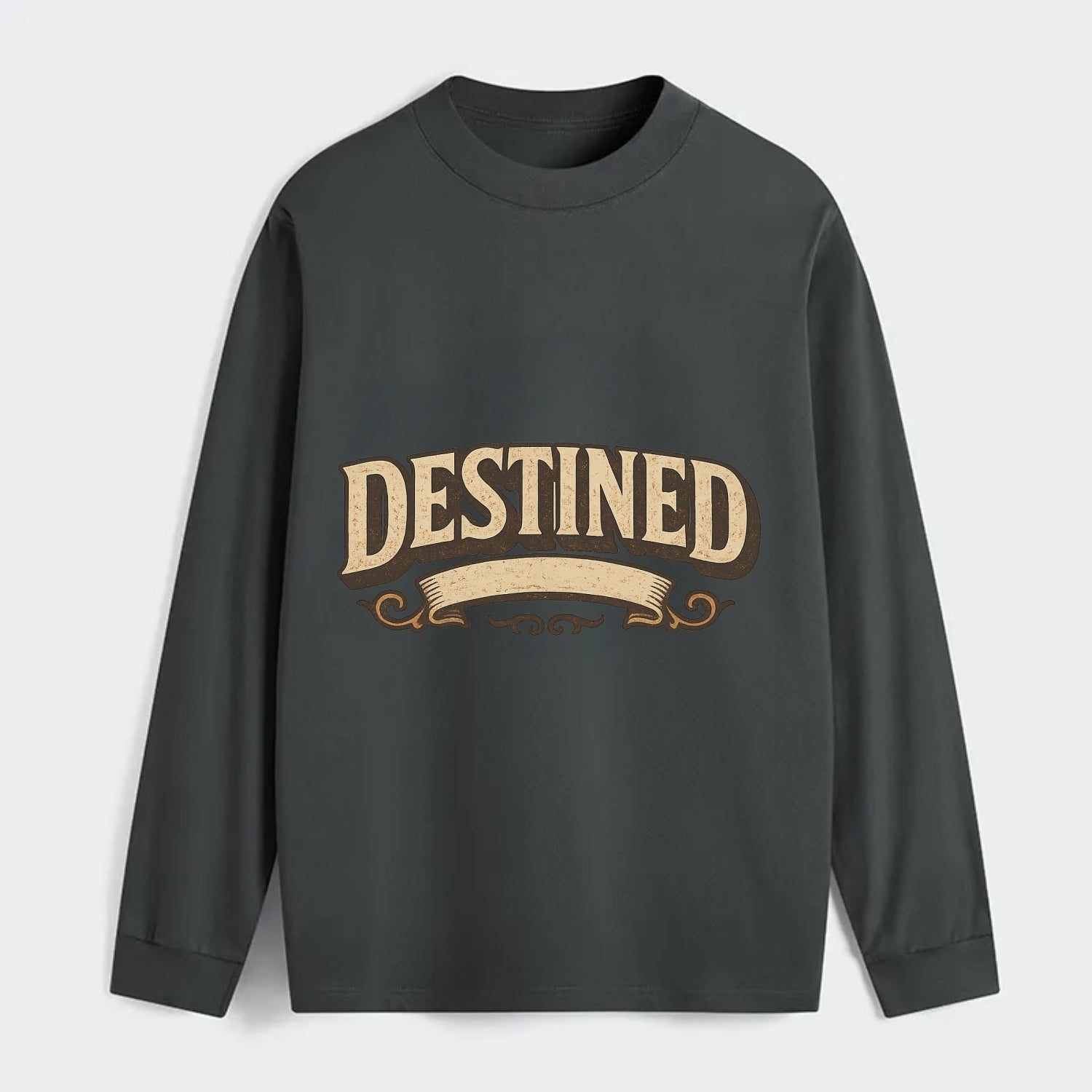 Bold typography design - "DESTINED" - fated for greatness - Classic Long Sleeve Shirt - Gray