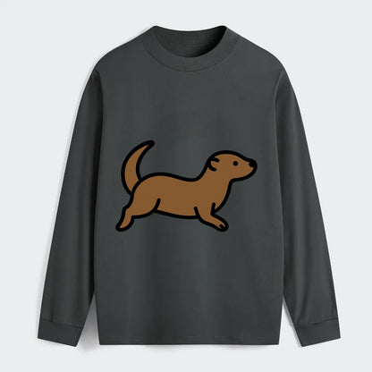 Otter - Brown sleek swimming pose flat side profile - Classic Long Sleeve Shirt - Gray
