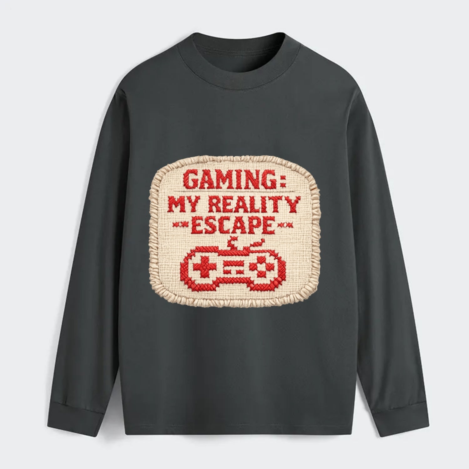 GAMING: MY REALITY ESCAPE - red game escape - red - gaming reality - Classic Long Sleeve Shirt - Gray