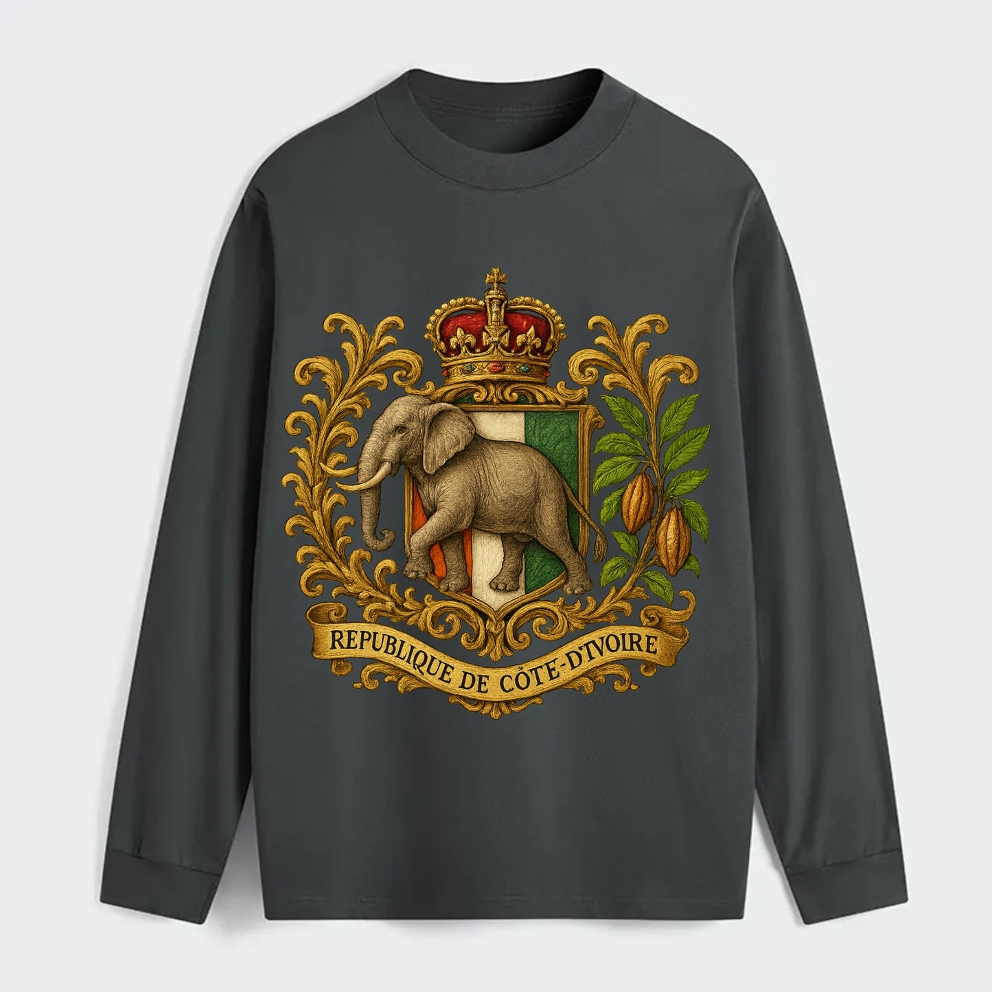 Ivory Coast Heritage Badge - Classic Long Sleeve Shirt - Gray