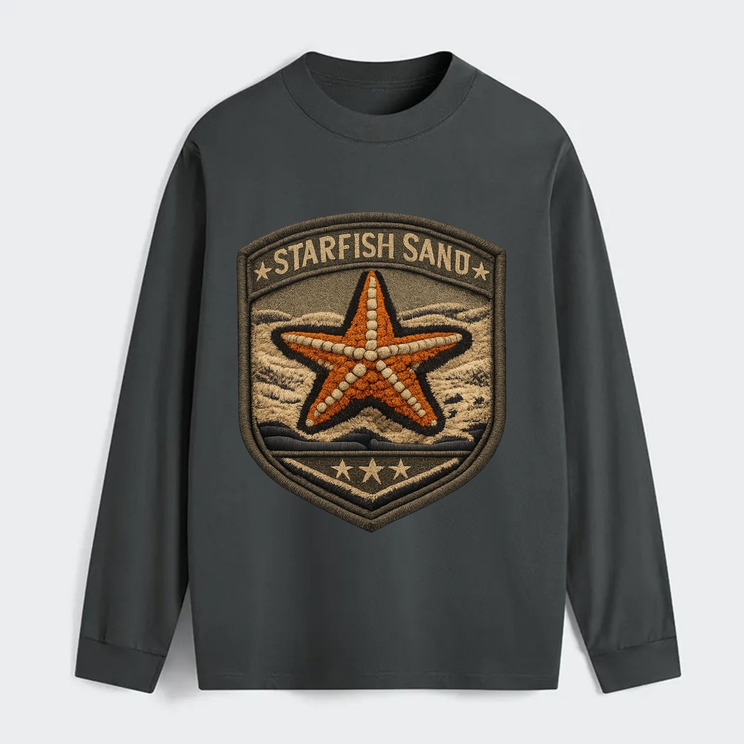 STARFISH SAND - sea star in orange and tan , beachcomber - Classic Long Sleeve Shirt - Gray