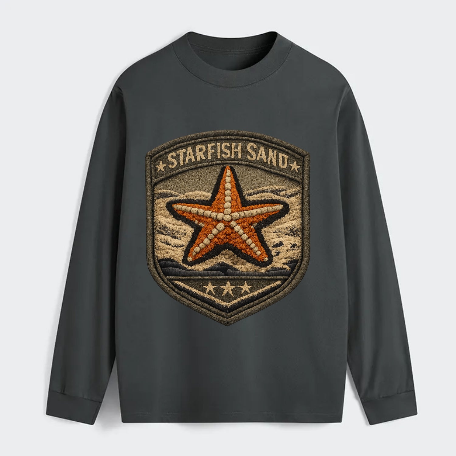 STARFISH SAND - sea star in orange and tan , beachcomber - Classic Long Sleeve Shirt - Gray