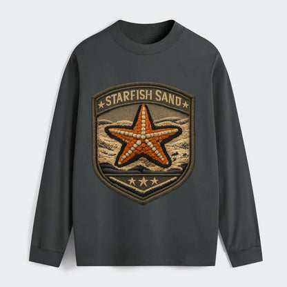 STARFISH SAND - sea star in orange and tan , beachcomber - Classic Long Sleeve Shirt - Gray