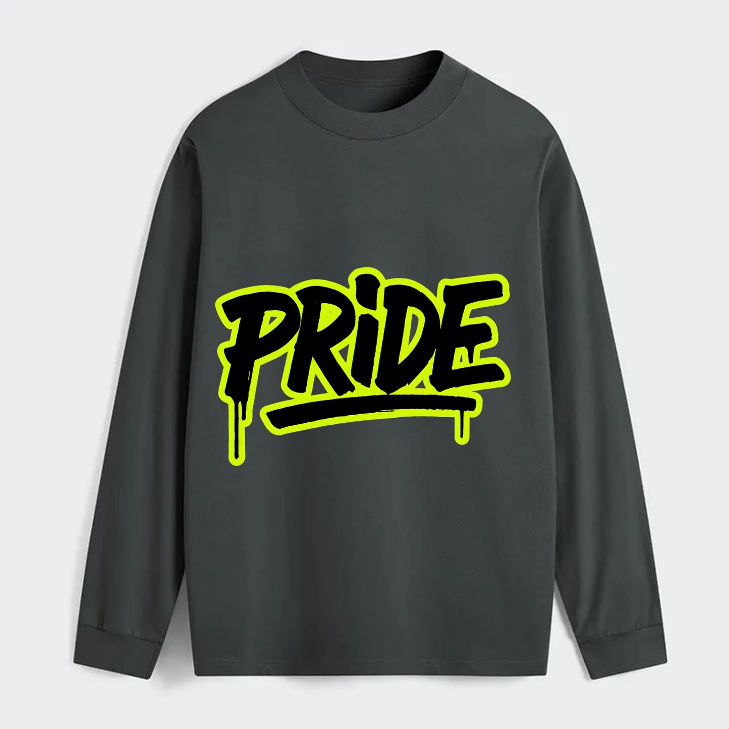 Bold typography design - "PRIDE" - dignified satisfaction, honor - Classic Long Sleeve Shirt - Gray