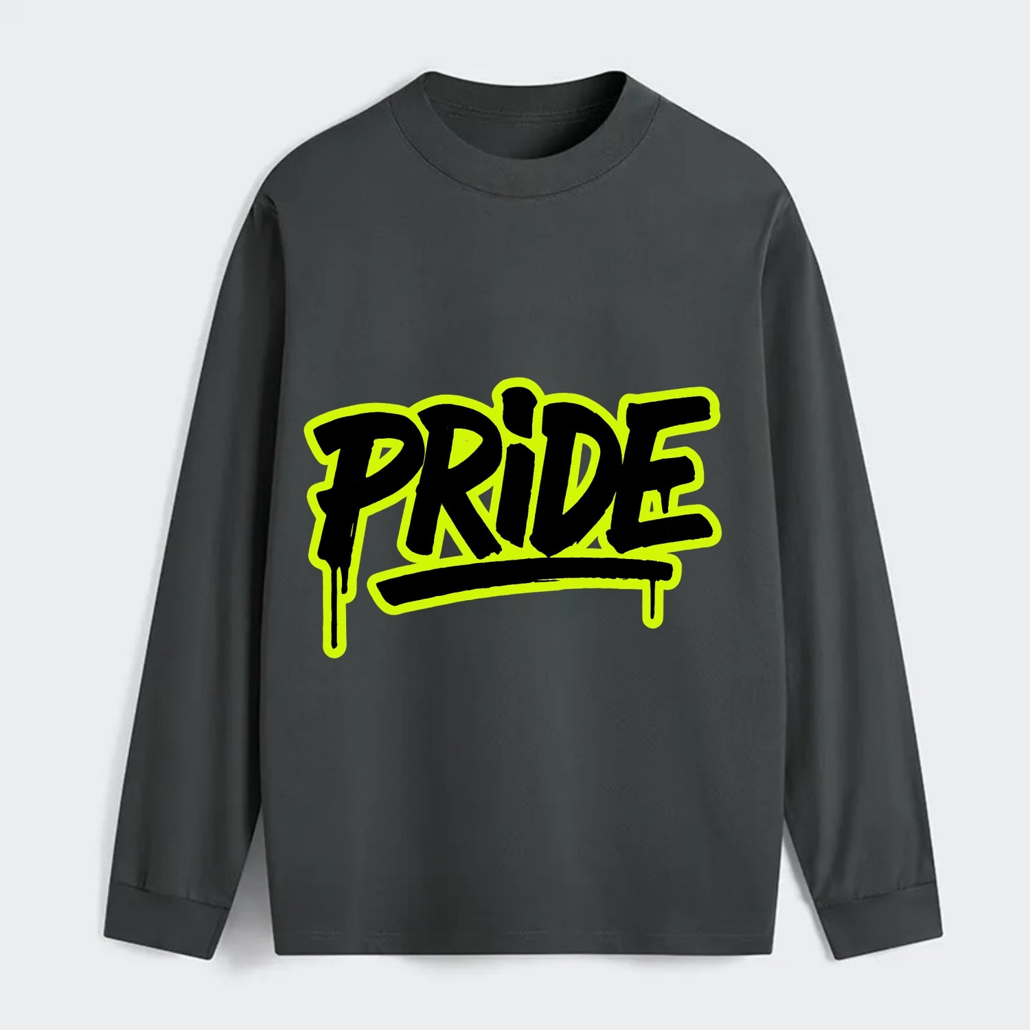 Bold typography design - "PRIDE" - dignified satisfaction, honor - Classic Long Sleeve Shirt - Gray