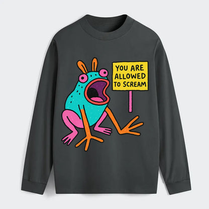 YOU ARE ALLOWED TO SCREAM | Open-mouthed frog - Classic Long Sleeve Shirt - Gray
