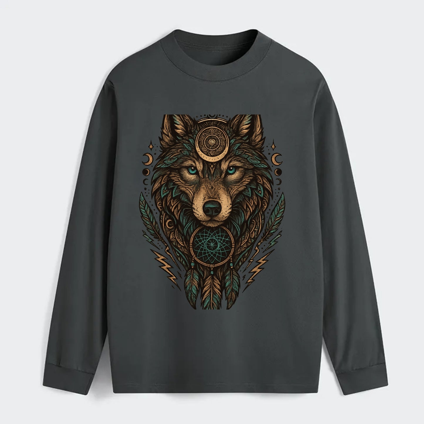 Storm Wolf Thunder  - Classic Long Sleeve Shirt - Gray
