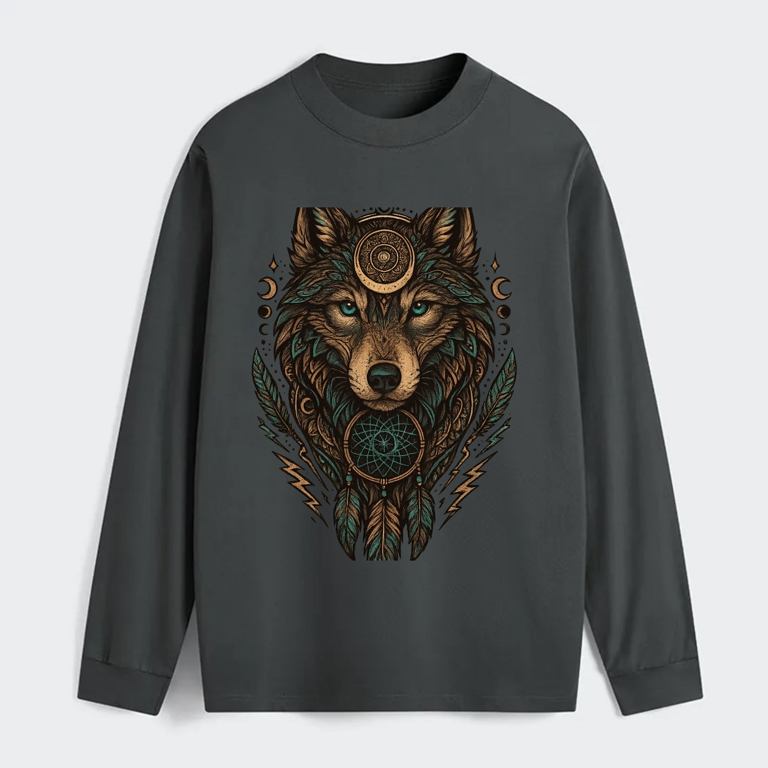 Storm Wolf Thunder  - Classic Long Sleeve Shirt - Gray