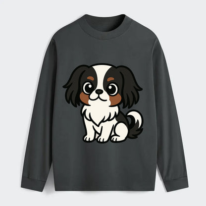 Japanese Chin - Black and white sitting pose - Classic Long Sleeve Shirt - Gray