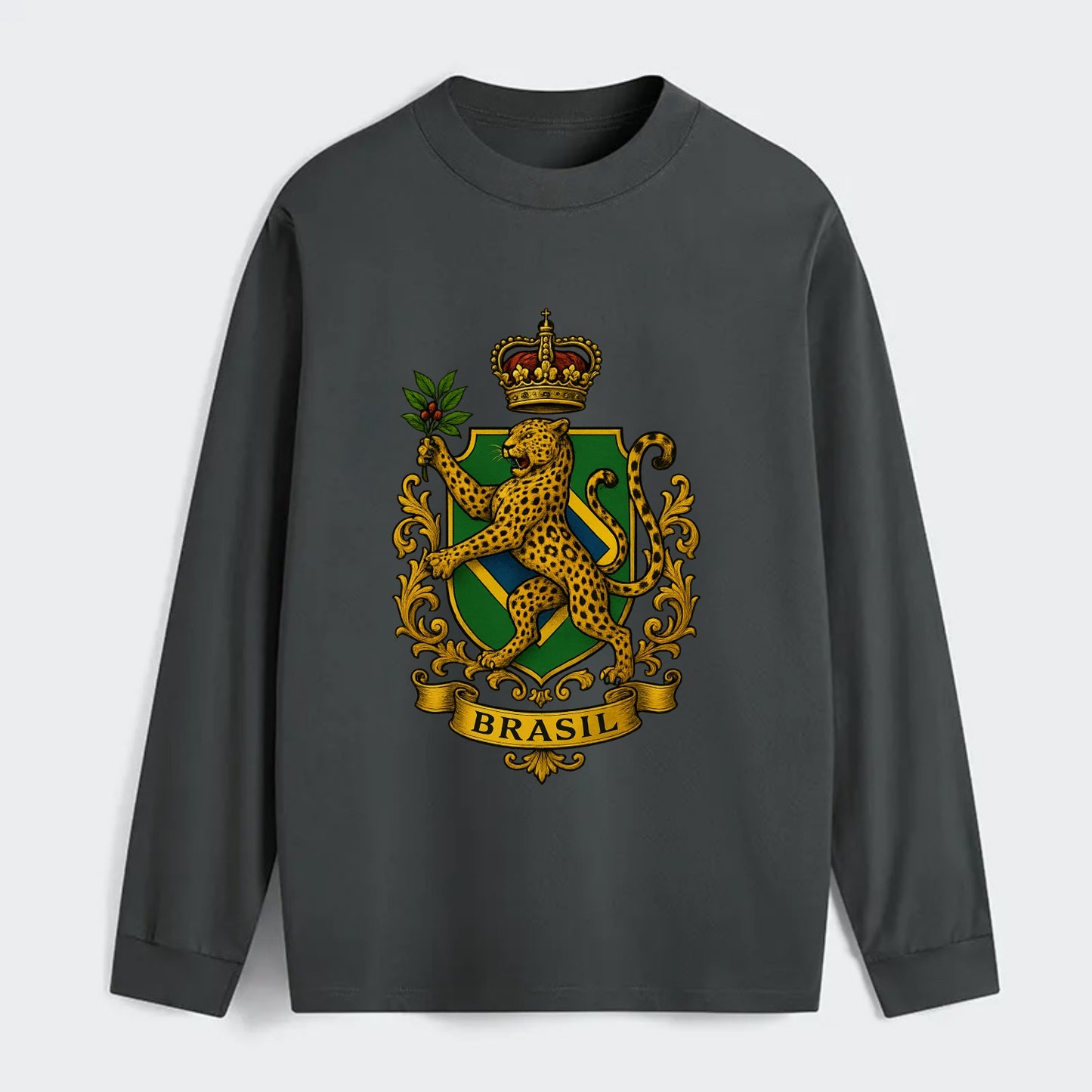 Brazil Jaguar Emblem  - Classic Long Sleeve Shirt - Gray