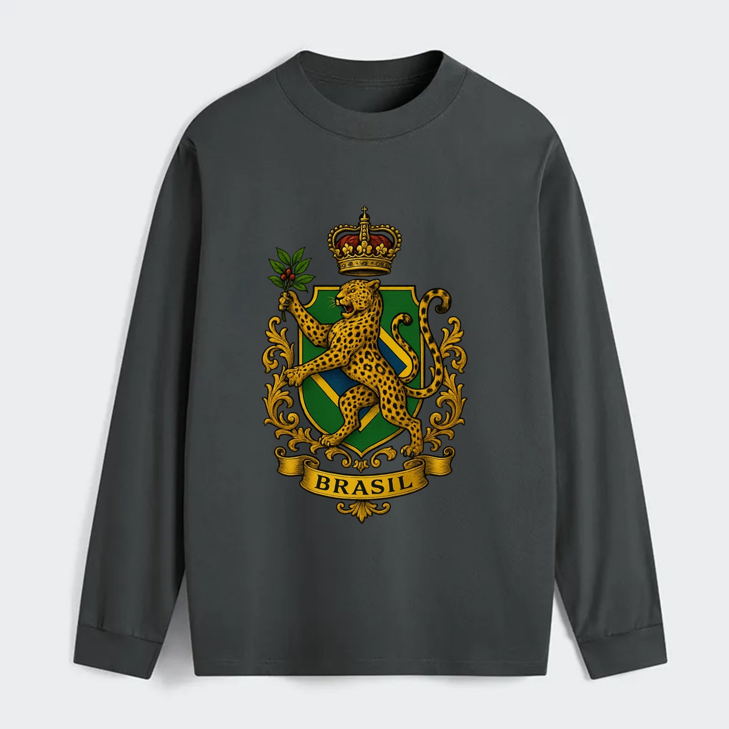 Brazil Jaguar Emblem  - Classic Long Sleeve Shirt - Gray