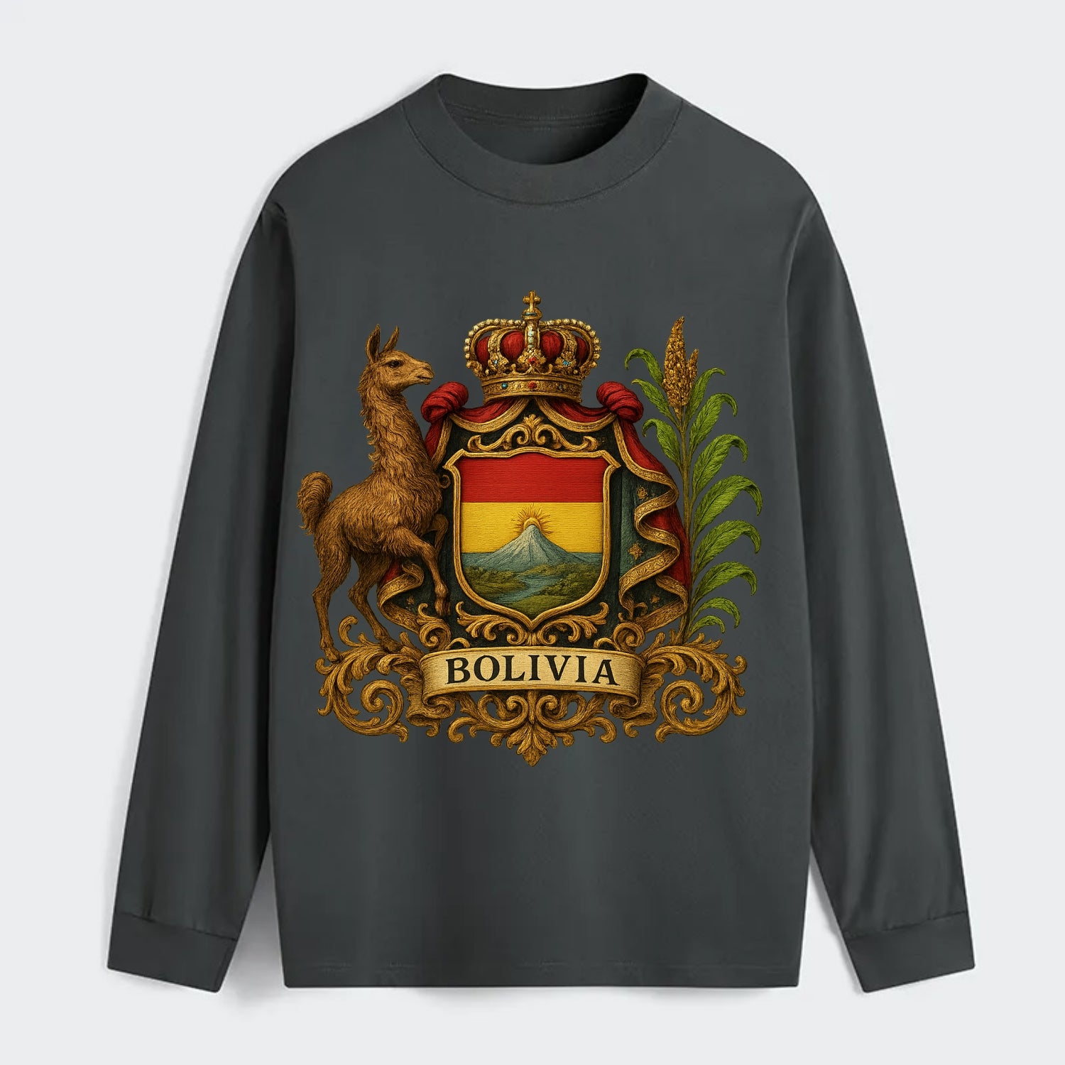 Bolivia Royal Logo  - Classic Long Sleeve Shirt - Gray