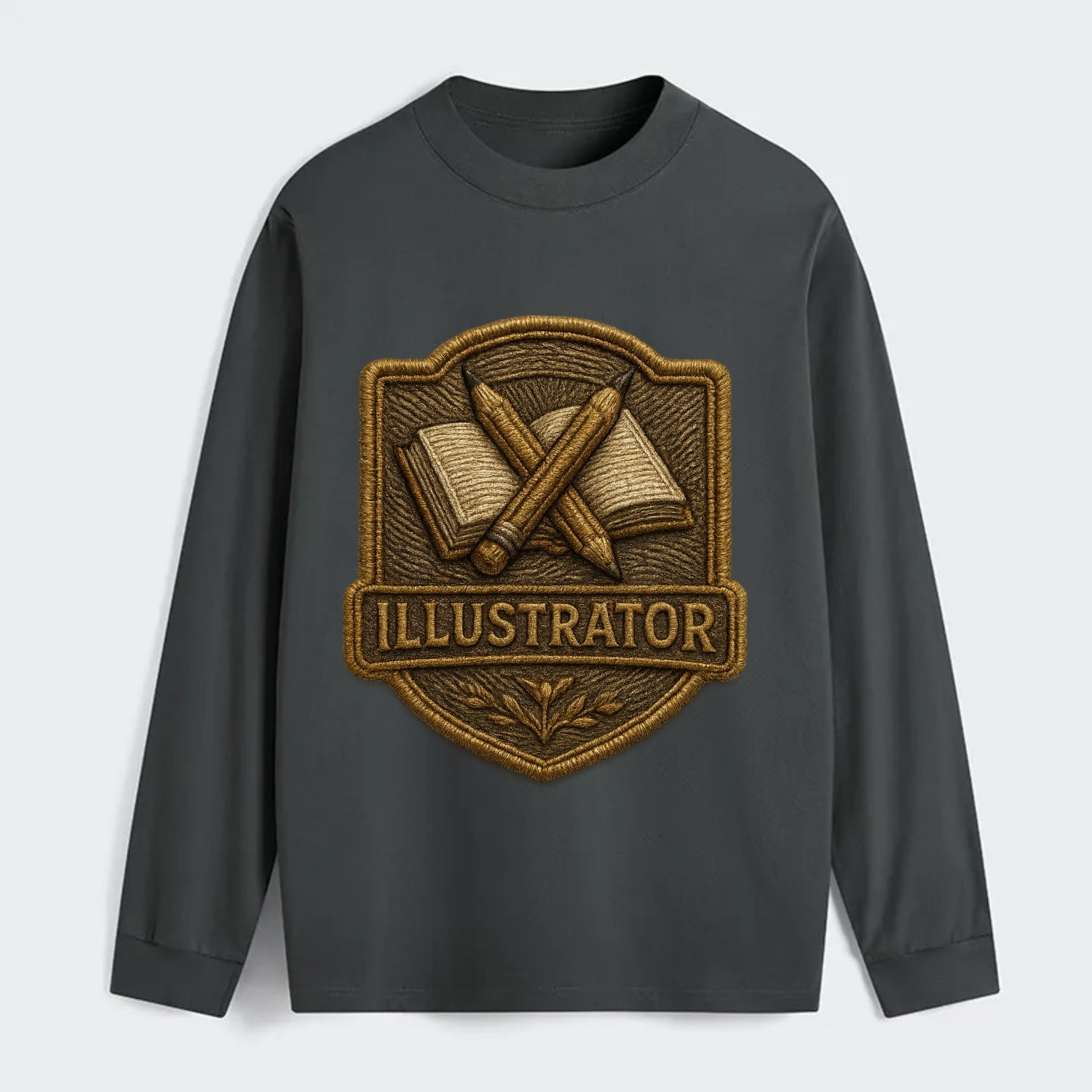Pencils and sketchbook - illustrator badge - Classic Long Sleeve Shirt - Gray