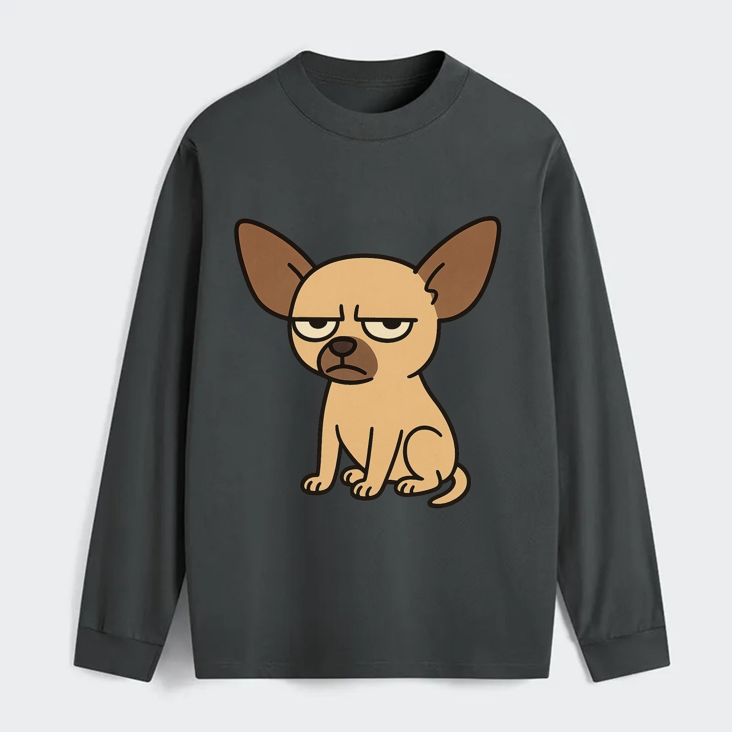 The Chihuahua Judging Silently - Classic Long Sleeve Shirt - Gray