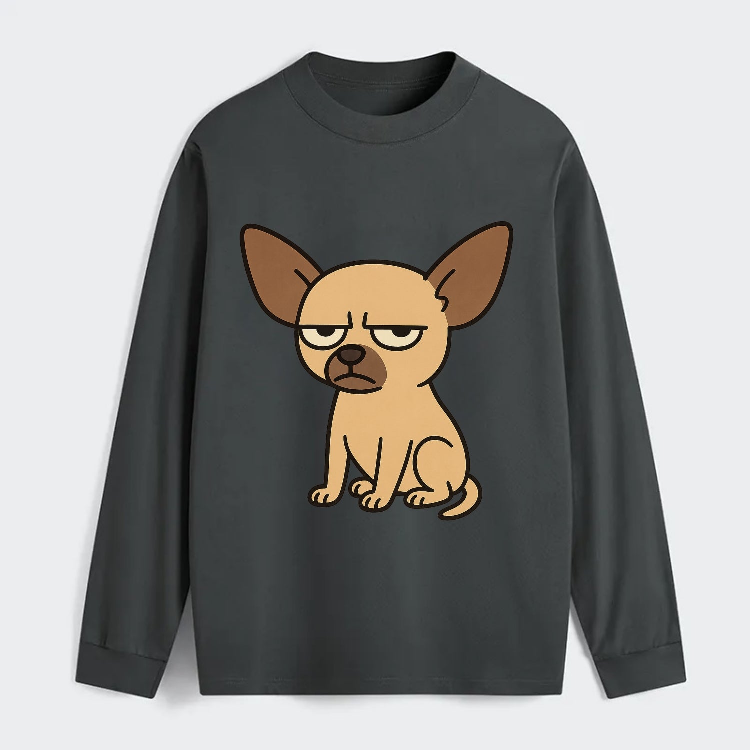 The Chihuahua Judging Silently - Classic Long Sleeve Shirt - Gray